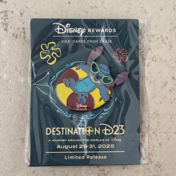Destination D23 2025 Disney Rewards Chase Visa Stitch Pin LR Limited Release - Picture 1 of 2